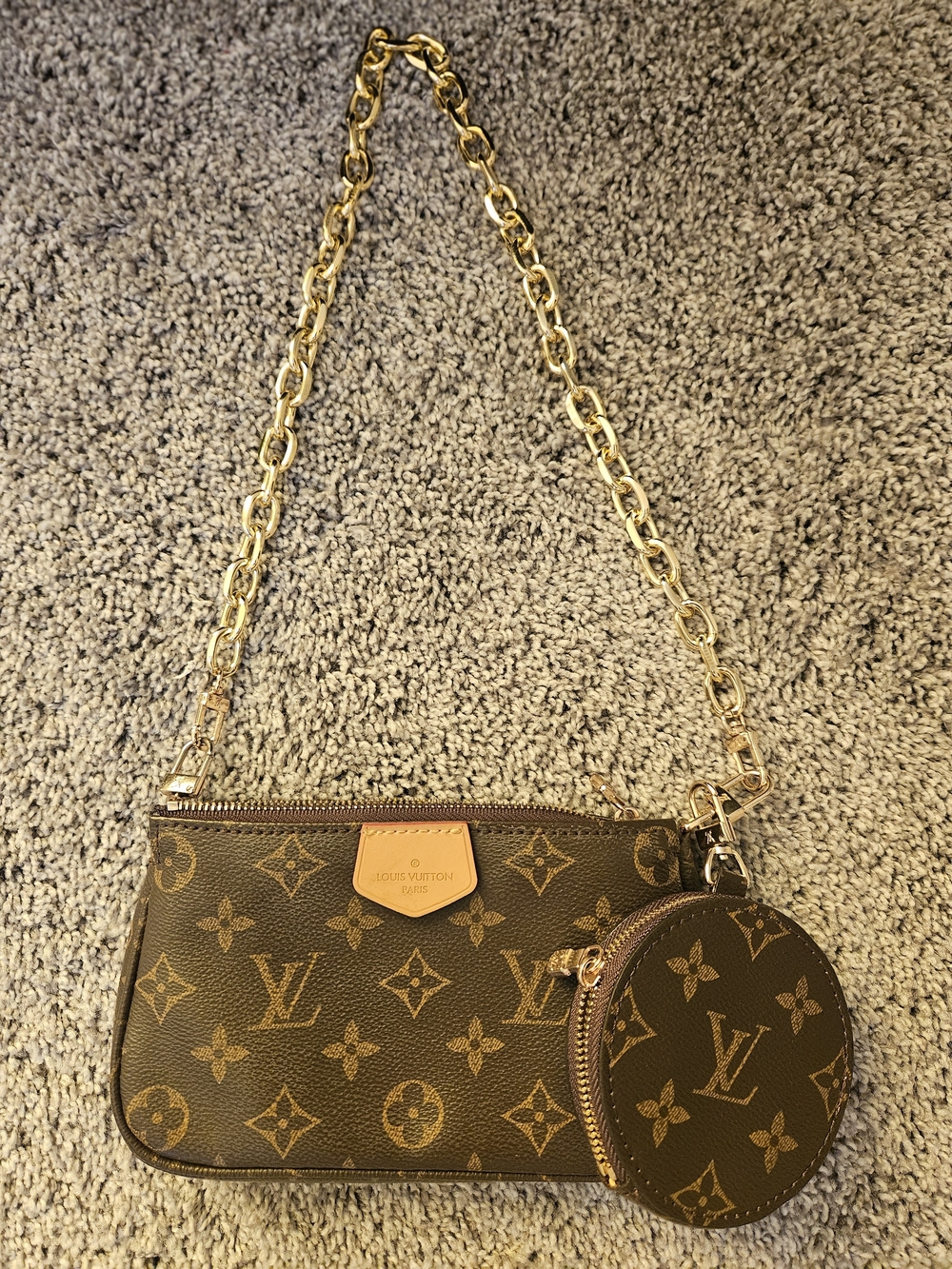 LV Monogram Canvas Multi-Pouch Crossbody with Gold Chain NWOT
